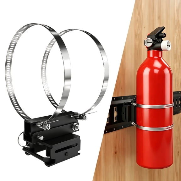 Vertical Fire Extinguisher Mount, Heavy Duty Bracket for 5-10 lbs Extinguishers, Quick-Release Accessory for Vehicle or E-Track Garage, Semi & Off-Road Use