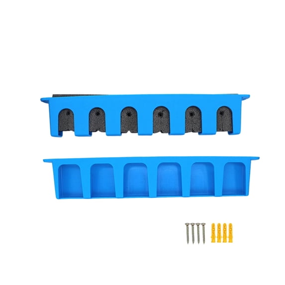Vertical Fishing Pole Holders for Garage, Wall Mounted Fishing Rod Rack with EVA Shock-Resistant Base for Secure Storage,Blue