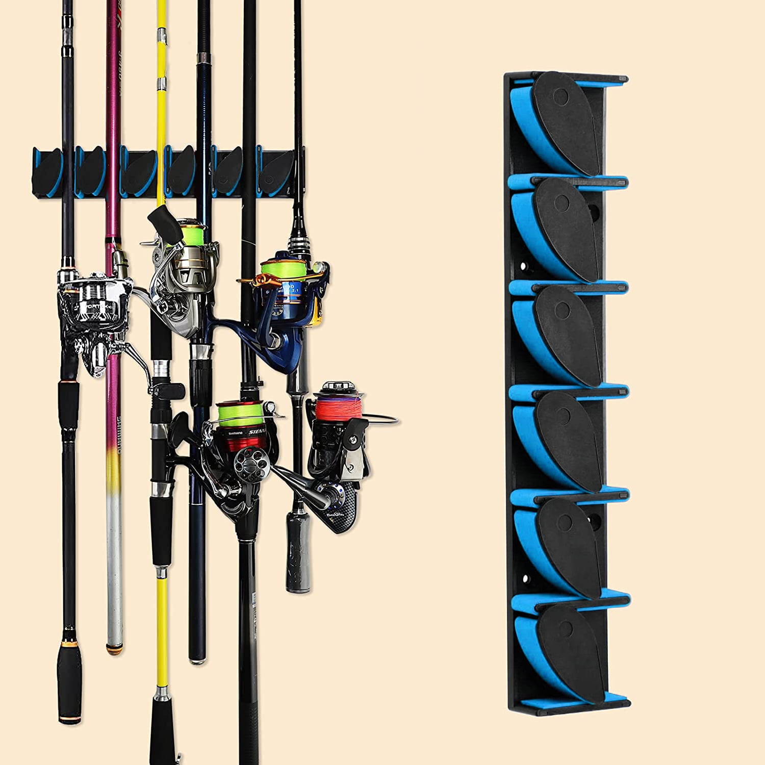 Vertical Fishing Rod Holder, 2 Pack Wall Mounted Fishing Pole Rack