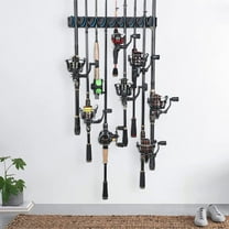 Vertical Fishing Rod Holder, Wall Mounted Storage Rack for 9 Rods,  & Easy to Install