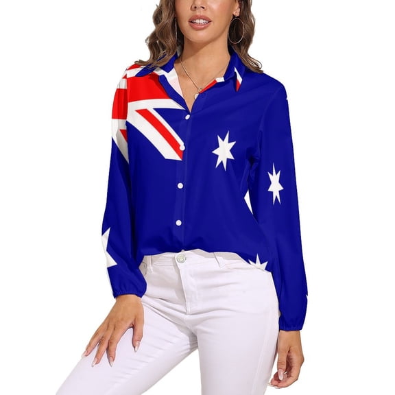 Vertical Flag of Australia Long Sleeve Blouse Woman Streetwear Casual Shirts Summer Oversize Woman Streetwear Clothing Birthday Present