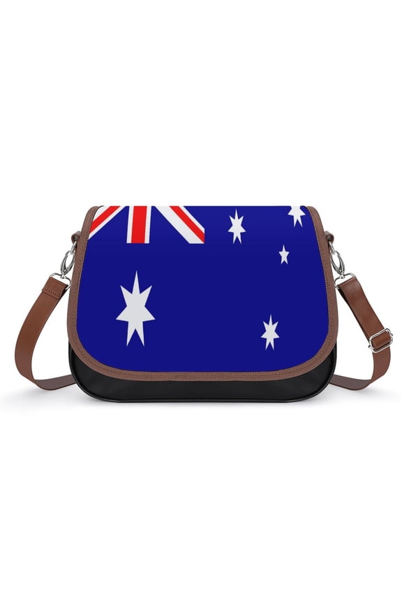 Vertical Flag of Australia Vintage Crossbody Bag for Women Medium Leather Hobo Bags Shoulder Bag Classic City Leather Satchels