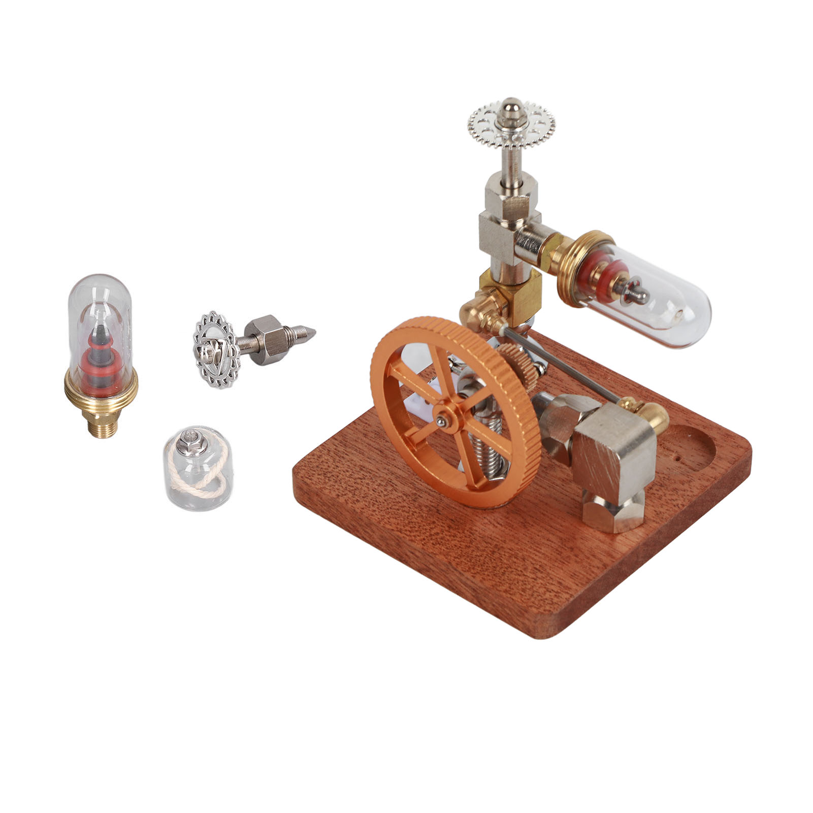 Vertical Flywheel Stirling Engine Model, Adjustable Speed Hot Air