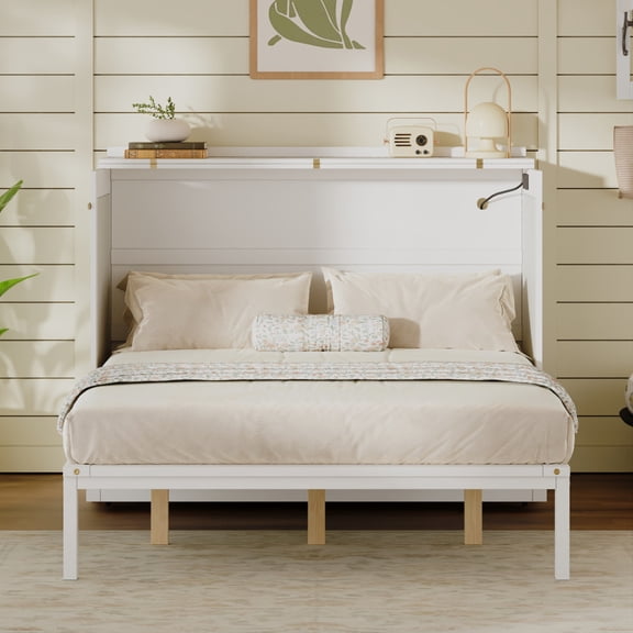 Vertical Foldaway Wall Bed with Drawers, Safety Lock and Anti-Tip Device, Space-Saving Hidden Bed, Modern Wood Finish for Home Office Guest Room.