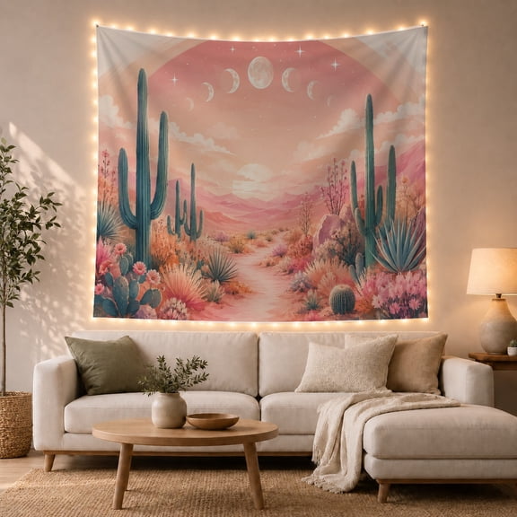Vertical Format Desert With Winding Sandy Path Leads, Mystical Fantasy for Space Lovers, Galaxy Room Decor, Valentine's Day Gift, Tapestry Wall Hanging for Bedroom and Dorm