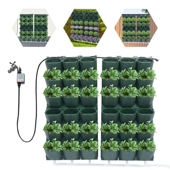 Vertical Garden 36 Self Watering Flower Growth Set 6 Row 36 Plant Wall Mountable Garden Planter Set