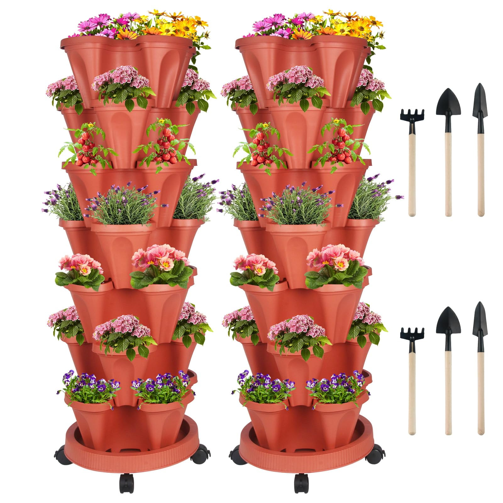 Vertical Garden Planter 7 Tier Stackable Tower for Strawberries Herbs ...