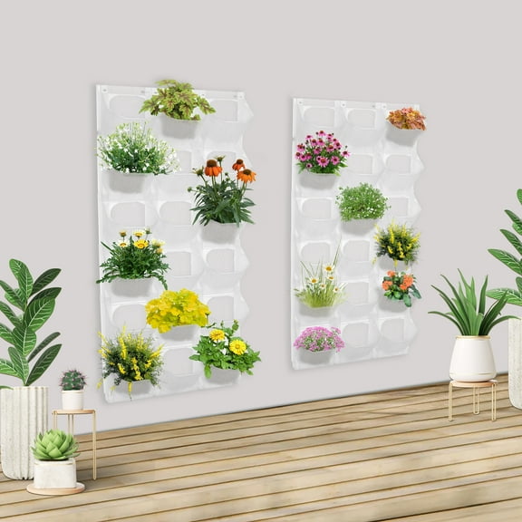 Vertical Garden Wall Planter, 36 Individual Pots, Water-Resistant PP, Secure Snap-On Design, Modular System, Suitable for Gardens, Balconies, and Patios