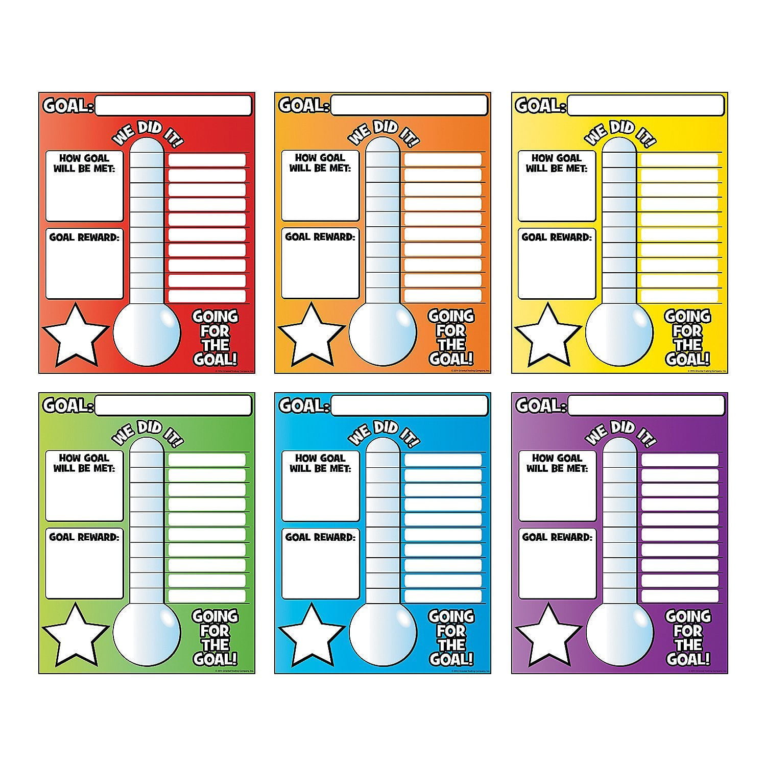 fun-express-17-x-22-vertical-goal-thermometer-posters-pack-of-6-walmart-com for Free Printable Goal Thermometer Charts Fun Express 17