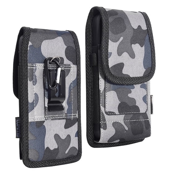 Vertical Gray Camo Rugged Extra Pocket Case is Compatible with OnePlus Nord N30, n300, N200, N100 with any cover on