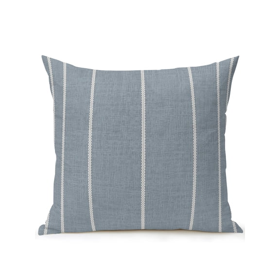 Vertical Gray Stripes Outdoor Throw Pillow with Insert, 16"x16" Farmhouse Rustic Woven Texture Rustic Waterproof Decorative Square Patio Pillows for Outside Furniture, Sofa, Porch, Garden