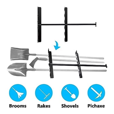 Truck Rack Hand Tool Rack For Truck Trailer, 6 Holes Hand Tool Rack For Open Style Trailers, Landscape Hand Tool With Rubber Grommets And Mounting Hardware, Black Powder Coated Hand Truck