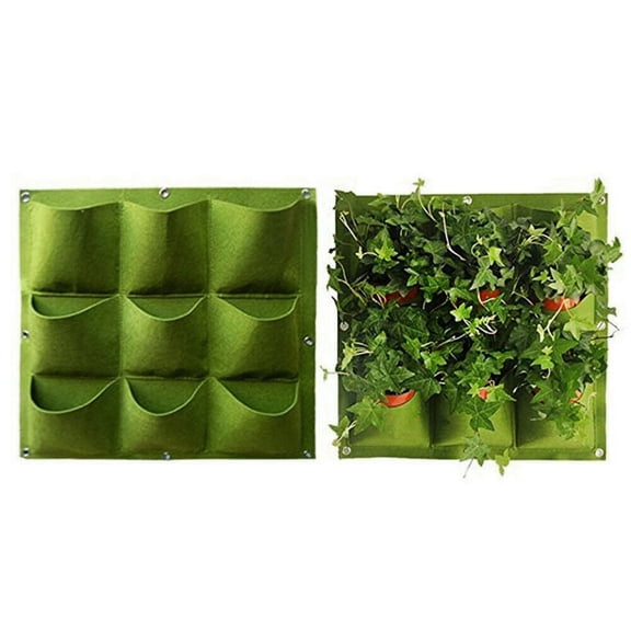 Vertical Hanging Wall Garden Planter with 9 or 18 Pockets for Herbs, Flowers, and Strawberries on Balcony or Patio