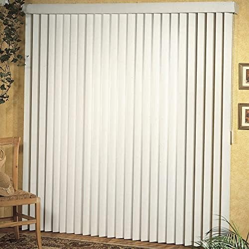 Vertical Hard Window Patio Blinds - Alabaster, 84" L X 78" W Ribbed & 3-1/2-Inch Vane - Easy Installation For All Patio Doors, Hardware Included - Aluminum Track For Durability, Anti-Static Slats