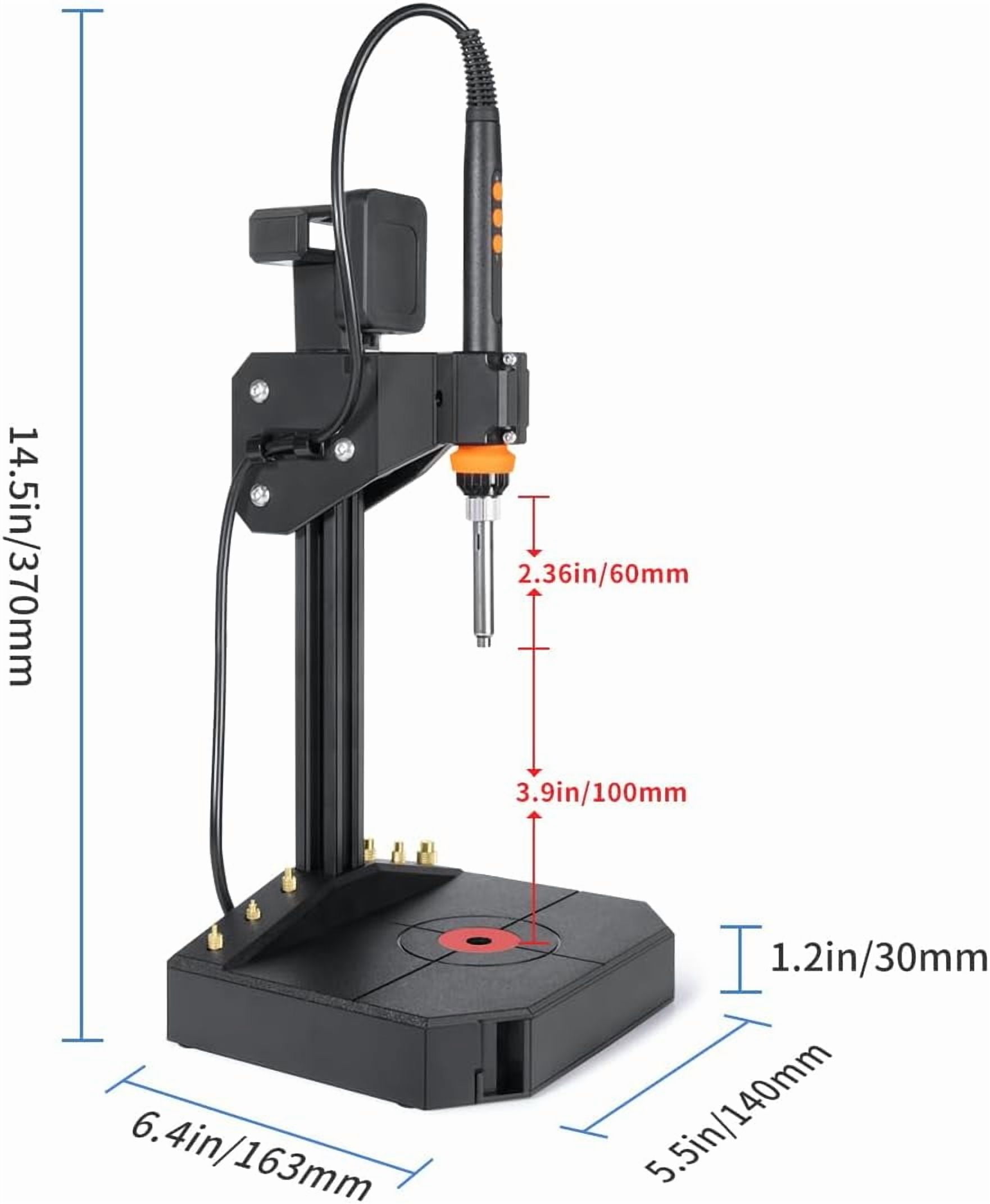Vertical Heat Set Insert Tool Pressing Machine with 90W Soldering Iron, Heat Set Tips M2-M8, 30PCS Brass Nuts Threaded Inserts for 3D Printed Part