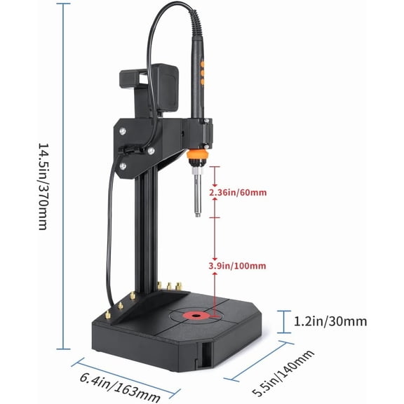 Vertical Heat Set Insert Tool Pressing Machine with 90W Soldering Iron, Heat Set Tips M2-M8, 30PCS Brass Nuts Threaded Inserts for 3D Printed Part