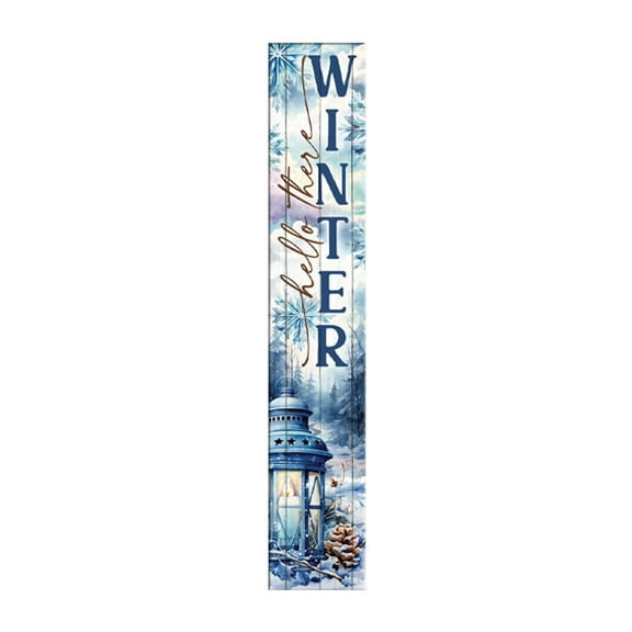 Vertical 'Hello There Winter' Sign, Winter Collection Porch Signs, 8x46 Wooden Signs, New