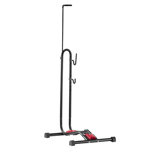 Vertical & Horizontal Upright Bike Floor Stand, Freestanding Bicycle Storage Rack Fits 16-27.5 Inch Mountain and Road Bikes, Indoor Outdoor Garage & Truck Bed Secure Bike Parking Holder, Black