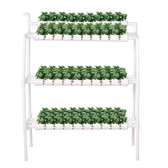 Vertical Hydroponic Growing System 90-Site PVC Pipe Kit with Water Pump & Timer for Leafy Vegetables