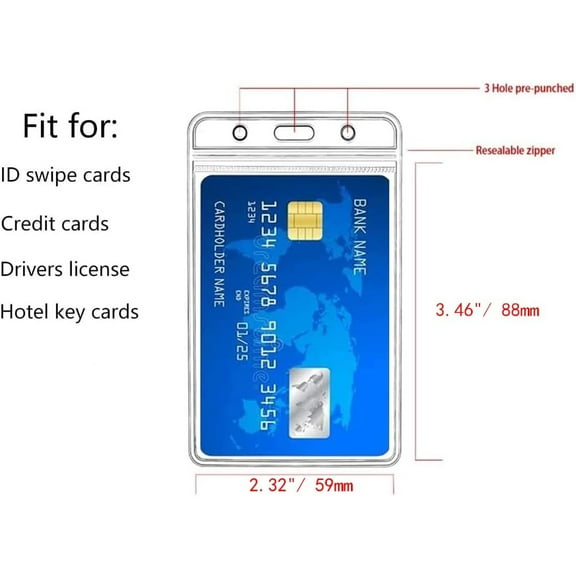 Vertical ID Badge Holders Sealable Waterproof Clear Plastic Holder, Fits RFID/Proximity/Badge Swipe Cards or Credit Card(400Pcs, Vertical)