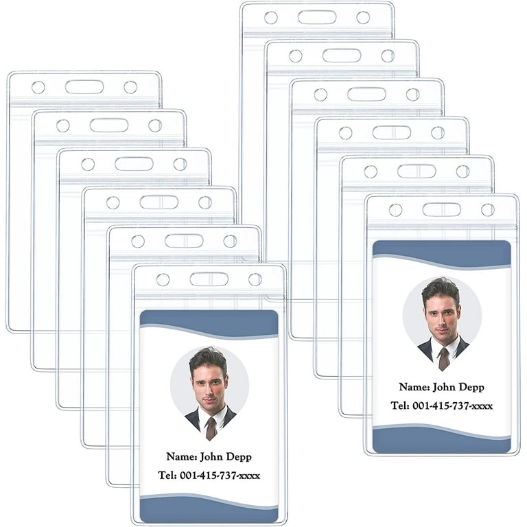 Vertical ID Card Badge Holder Waterproof Clear Card Sleeve Case