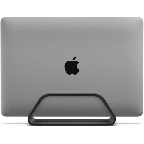 Vertical Laptop Stand Compatible , Holder for Personal Computer Desk Stand, Aluminium, Exchangeable Inserts to Fit Different Device Models, Black