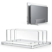 Vertical Laptop Stand for Desk, Acrylic Dual Laptop Holder Desktop Clear Adjustable Dock for MacBook Pro Air, HP, All Gaming Laptops up to 17  Clear, Dual Slot