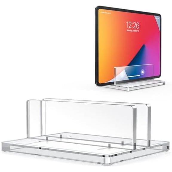 Vertical Laptop Stand for Desk, Acrylic Laptop Holder Desktop Clear Adjustable Dock for MacBook Pro Air, HP, All Gaming Laptops up to 17” (Clear, Single Slot)