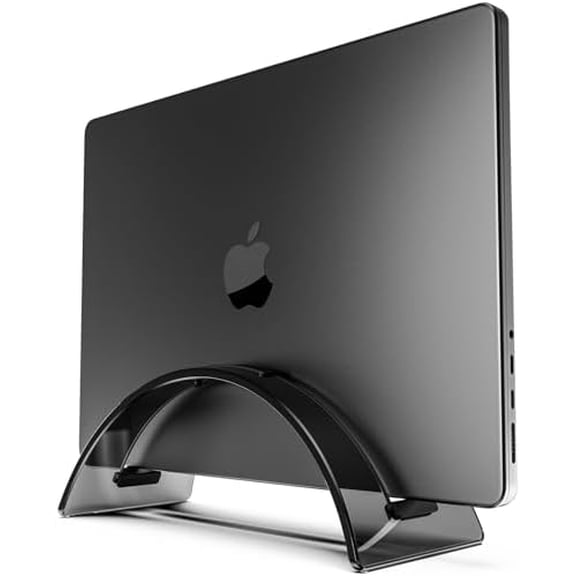 Vertical Laptop Stand for Desk, Vertical Laptop Hoder Space-Saving Organizer for All MacBook, Laptop Stand Acrylic Invisible Desktop Notebook Dock-Black…