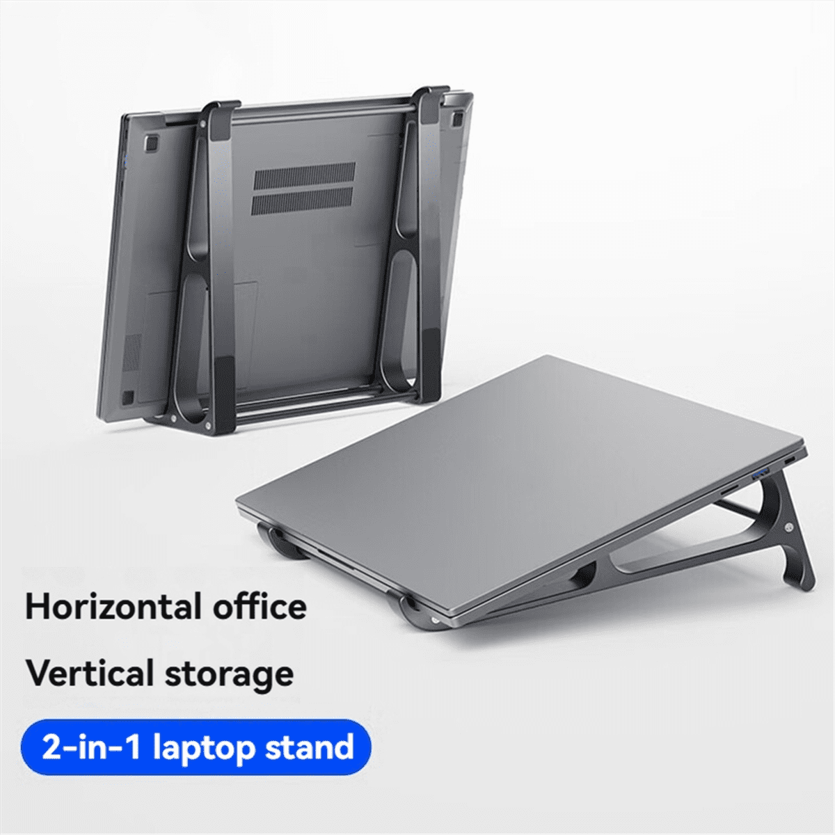Vertical Laptop Stand Detachable Aluminum 2-In-1 Tablet Storage Holder Fits 14-17 Inch Inch Devices Large Size