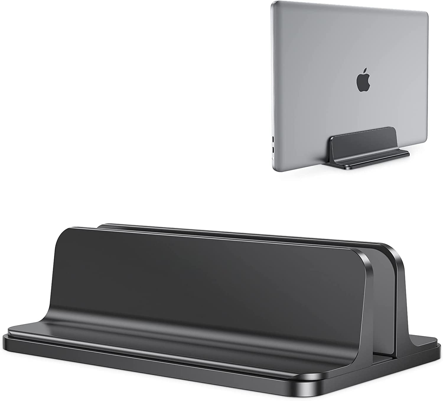 Vertical Laptop Stand Holder, Desktop Aluminum Stand for MacBook with Adjustable Dock Size, Fits All MacBook, Surface, Chromebook and Gaming Laptops (Up to 17.3 inches), Black