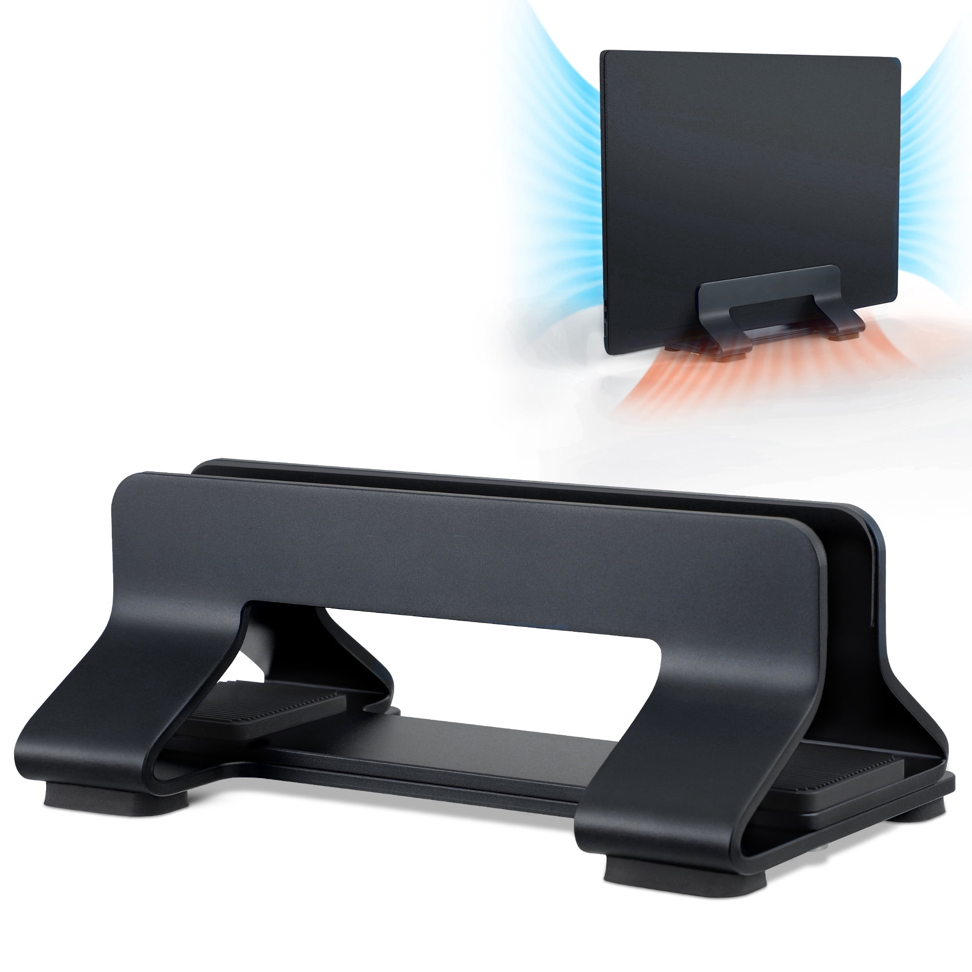 Vertical Laptop Stand Tool-Free Adjustable Aluminum Laptop Stand Holder Vertical Width From 0.35"-1.6" Support for All MacBook and Laptop Black 1 Slot