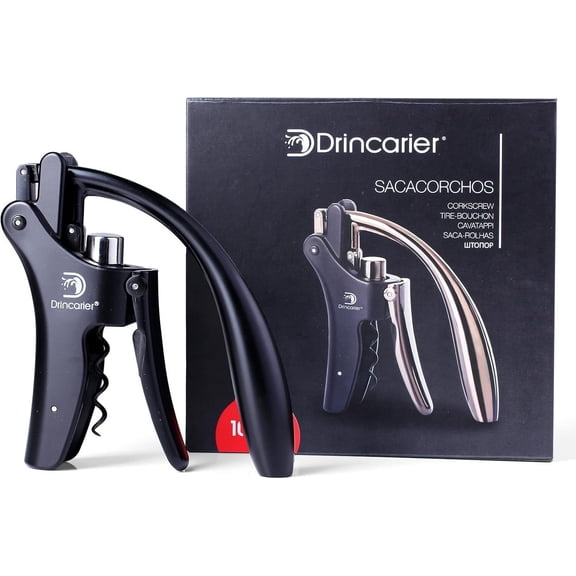 Vertical Lever Corkscrew with Non-Stick Worm, Compact Wine Opener Wine Bottle Opener with built-in Foil Cutter