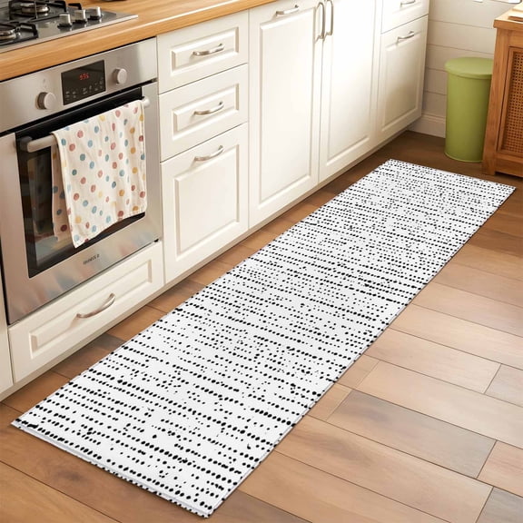 Vertical Lines 2x6 Hallway Washable Runner Rug Abstract Minimalist Black White Distressed Grain Kitchen Runner Mat Non Slip Low Pile Thin Floor Carpet for Indoor Bedroom Bathroom Living Room