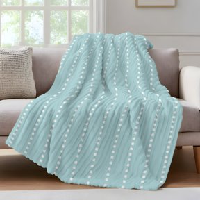 Vertical Lines Throw Blanket for Couch Modern Abstract White Dashed Pattern Aqua Soft and Warm Flannel 3D Striped Fluffy Fuzzy Fleece Blanket Lightweight Throw for Bed, Sofa 30 x 40 Inches