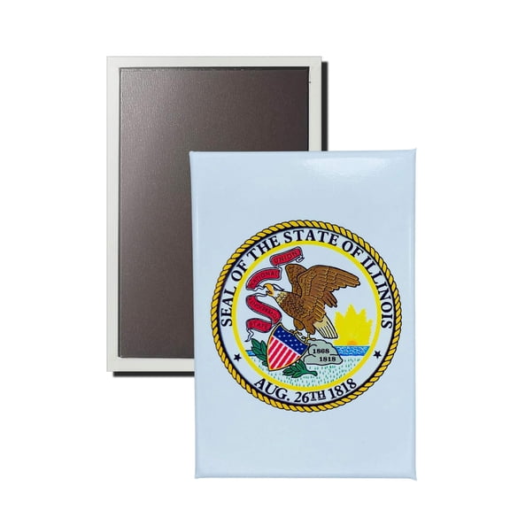 Vertical Magnet - State Seal Illinois - USA | Refrigerator Locker Display, Travel Souvenir Gift, Collectible Home Accent