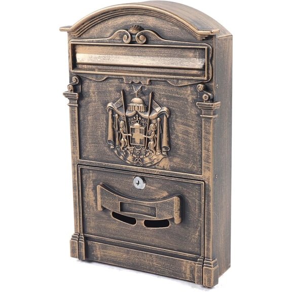 Vertical Mailbox, Wall-Mounted Aurora Mailbox Cast, Steel Metal Small Mail Box for Home Decor Garden Vintage English Cottage Decor