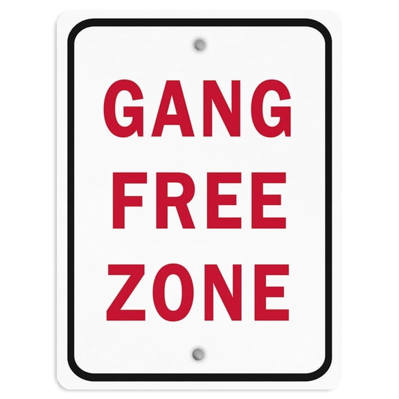 Vertical Metal Sign Multiple Sizes Gang Free Zone Red School Facility with Border Weatherproof Street 8x12Inches
