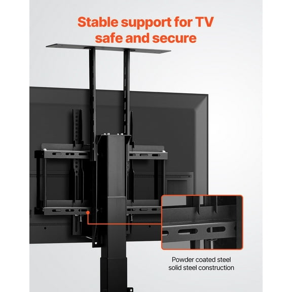Vertical Motorized TV Lift Stand, Max 132 lbs, Fits 32-50" in Cabinet / 32-55" Outside, Remote Included