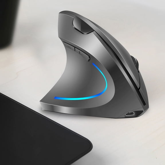 Vertical Mouse Vertical 2.4G Wireless Vertical Mouse Rechargeable Upright Ergonomic Mouse 3 Adjustable movement speed Levels RGB Flowing Light Plug N Play, Grey