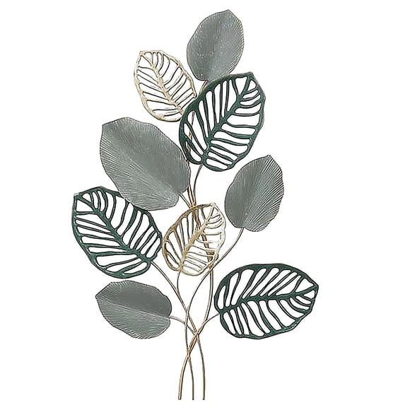 Aria Home Modern Vertical Multicolored Leaf Metal Wall Art 3D Decorative Wall Sculpture, Green