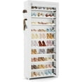 thumbnail image 1 of Vertical Narrow Shoe Rack Organizer Tall Shoe Rack for Closet Entryway 10 Tier Non-Woven Cover Shoe Shelf Holds 36-41 Pairs Free Standing Shoe Storage Cabinet with Dustproof Cover, White, 1 of 8