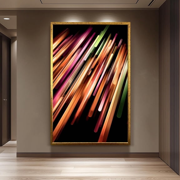 Vertical Neon Light Beams Poster, Unframed Paper Poster 8x10in