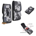 thumbnail image 1 of Vertical Nylon Cell Phone Holster with Dual Card Slot, Belt Clip Universal Pouch Loop for Apple iPhone Samsung Galaxy LG Moto All Mobile phones Size 6.3", Universal Holster - Grey Blue Camouflage, 1 of 8