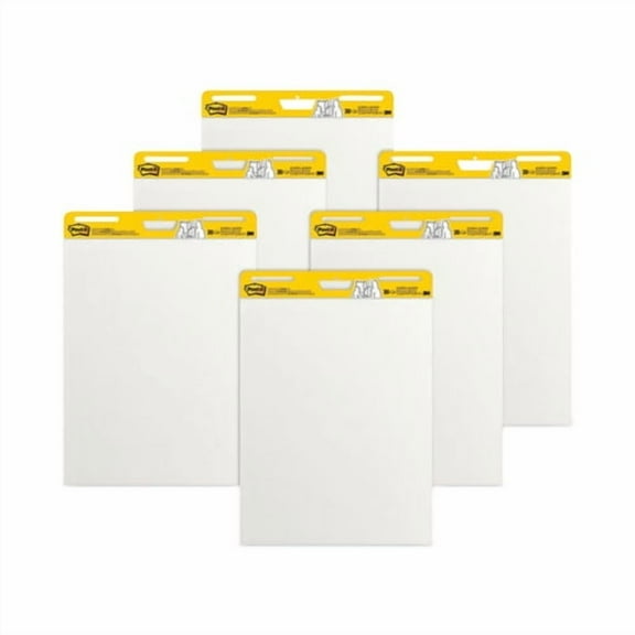 Vertical-Orientation Self-Stick Easel Pad Value Pack, Unruled, 25 x 30, White, 30 Sheets, 6/Carton | Bundle of 2