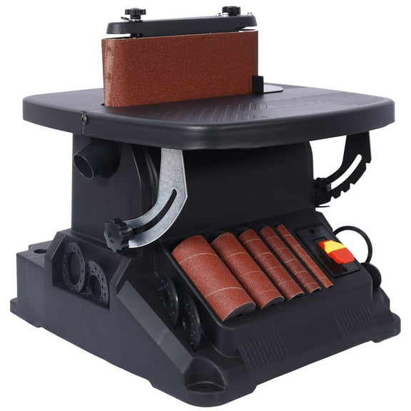 Vertical Oscillating Spindle Sander With Belt Functionality In Robust Grey 2 IN 1 Combination Woodworking Machine For Efficient Sanding, Smoothing Surfaces And Precision Tasks