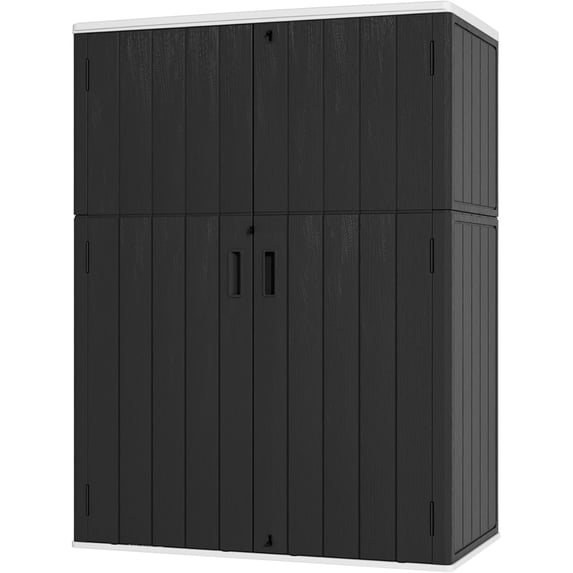 Vertical Outdoor Storage Cabinet with Floor, Lockable Plastic Shed for Garage, Bike, Tools, 57 . Outdoor Storage Box