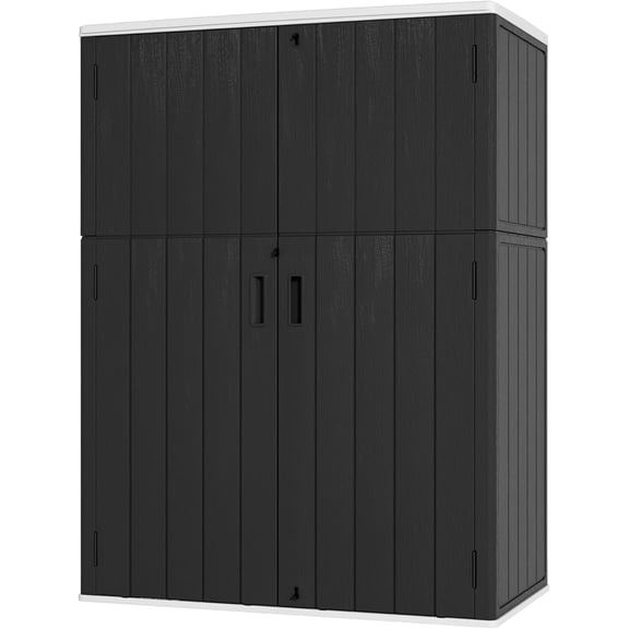Nicehomfit Heavy Duty Black Plastic Tall Storage Cabinet Multipurpose Outdoor Utility Unit