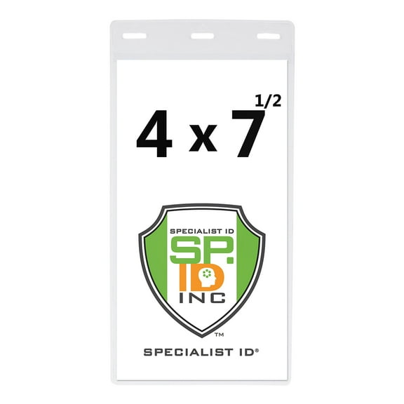Vertical Oversize 4X7 Inch - Vinyl Large Credential or Ticket Holder for Pit Passes and Special Events (4 x 7 1/2 Insert) by Specialist ID, (Sold Individually)