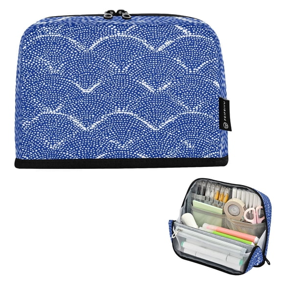 Vertical Pencil Case Pencil Bag Pencil Cases Large Capacity Storage Pencil Box Paintbrush Box Office Supplies Box Azure Chevron Zigzag Lines